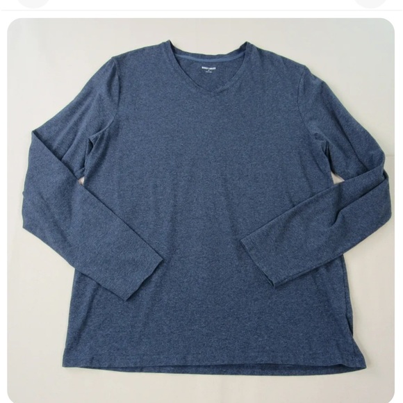 Rough Dress Mens Navy Blue Soft Knit V Neck Long Sleeve Tee New Size Large - Picture 1 of 1